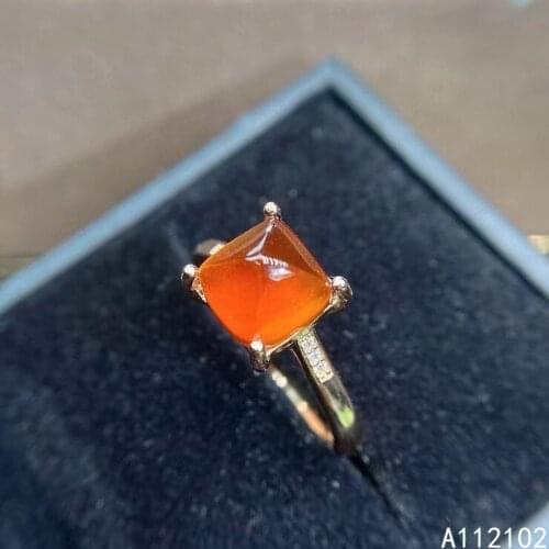 KJJEAXCMY fine jewelry 925 sterling silver inlaid Natural Fanta garnet girl popular simple sugar tower cutter ring support check
