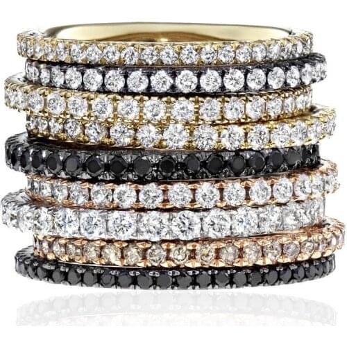 Classic CZ Eternity Band Ring 925 Sterling Silver Full Micro Paved Cubic Zirconia 4 Color Thin Stacking Finger Rings Wholesale