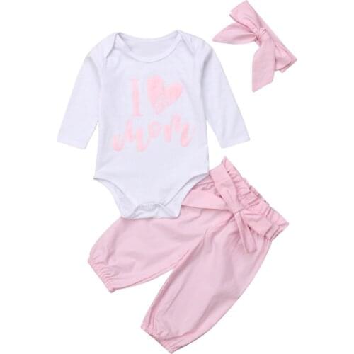 0-24M 3pcs Kid Clothing Set Girl Set Baby Girls Romper+Long Pants+Headband Cute Toddler Outfits