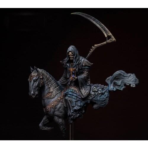 Resin Figure Model Kit Unassambled 1/18 90mm ancient warrior with horse Unpainted collect Figure Building Kit