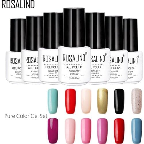ROSALIND Nail Art Gel Polish Set 4PCS/6PCS/8PCS/Lot Pure Color UV LED Lamp Soak Off Lacquer Long Lasting Fast Dry varnish