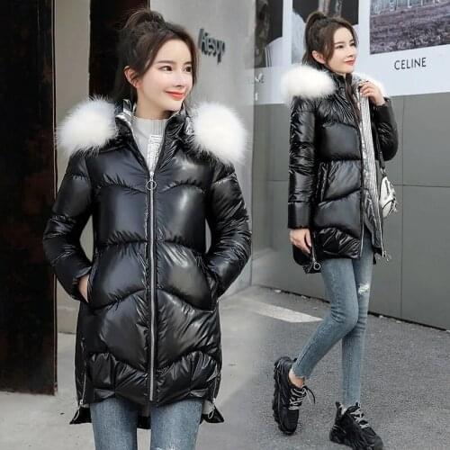 2021 Winter Jackets New Womens Parkas Casual Mid-Lenth Detachable hood fur collar Parka Warm Padded Cotton Jacket Female Coats