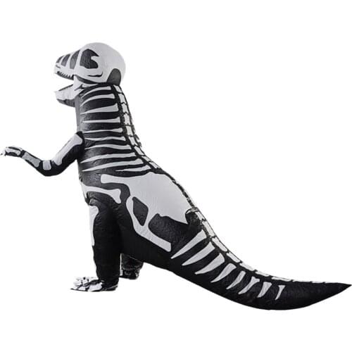 Novelty Inflatable Skeleton Dinosaur Suit Costume Jumpsuit Outfits Halloween Party Prop Unisex Adults
