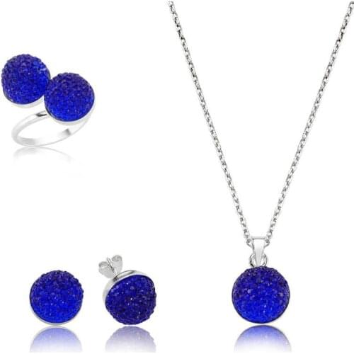 Original silver , Navy Blue Crystal Stony Set ,Most Special Jewelry Sets Suitable and Quality Products Types