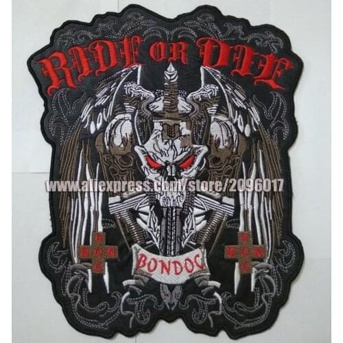 PU Motorcycle Ride or Die Bondoc Patche Badges for Clothing Jacket Vest Biker badges Iron on Embroidered Patches Sticker