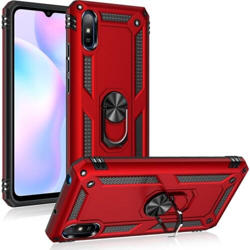 Heavy Duty Rugged Cover Ring Bracket Magnetic Holder Shockproof Kickstand case for Xiaomi redmi 9 9A