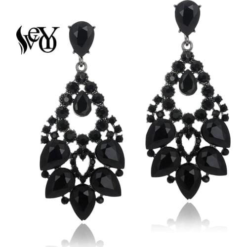 VEYO Luxury Hyperbole Crystal Classic Hollow out design Drop Earrings for Women Gift