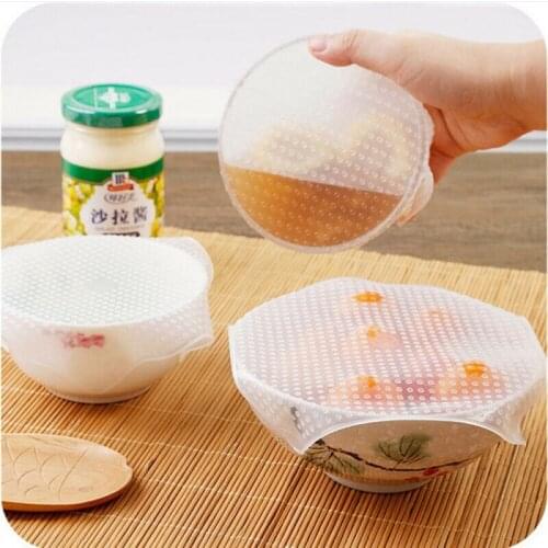 3pcs/set Silicone Food Wraps Reusable Keeping Food Fresh Saran Wrap Bowl Pot Seal Vacuum Cover Stretch Lid Kitchen Accessories