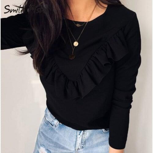 SMILE FISH Black And White Blouses