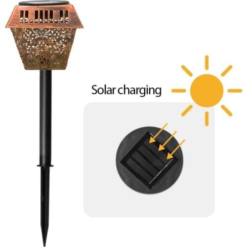 Solar Garden Light Iron Art Hollow LED Decorative Light Garden Landscape Light Outdoor Waterproof Lawn Light Lamp Plug Light