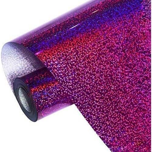 Heat Transfer Vinyl Holographic HTV for clothes Iron On Vinyl easy cut and weed films washable Sparkle fuschia DIY garment shoe