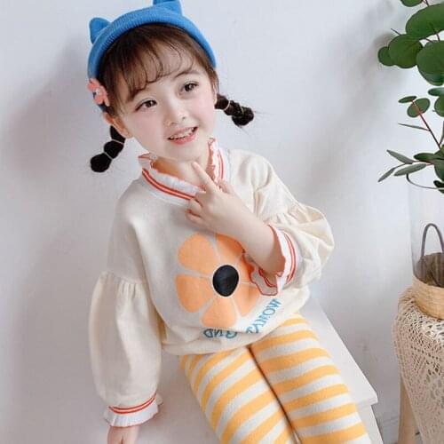 Girls' Hoodies Sweatshirts Kids Outwear 2021 Sunflower Plus Velvet Thicken Winter Autumn Top Cotton Pullover Childrens Clothing