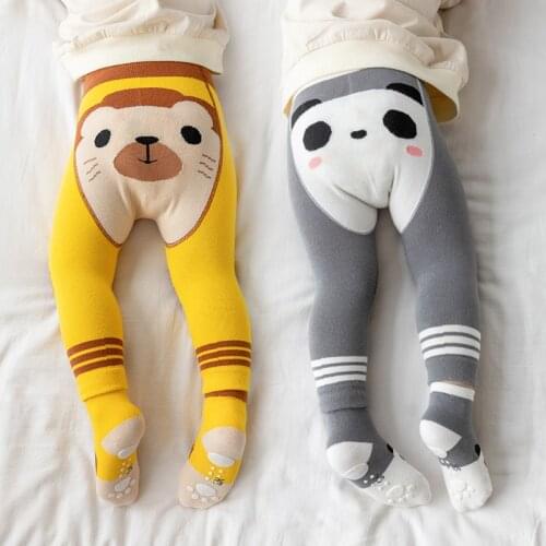 Spring and autumn and winter new baby crawling Leggings newborn antiskid cartoon combed cotton baby pantyhose