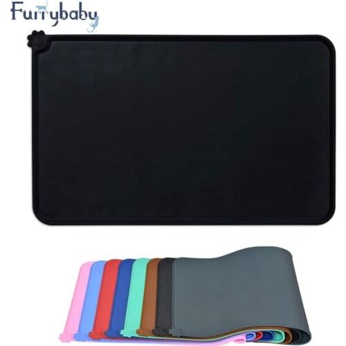 Waterproof Pet Food Mat For Dog Cat Solid Color Silicone Pad Pets Bowl Drinking Mat Feeding Placemat Easy Washing With Edges Lip