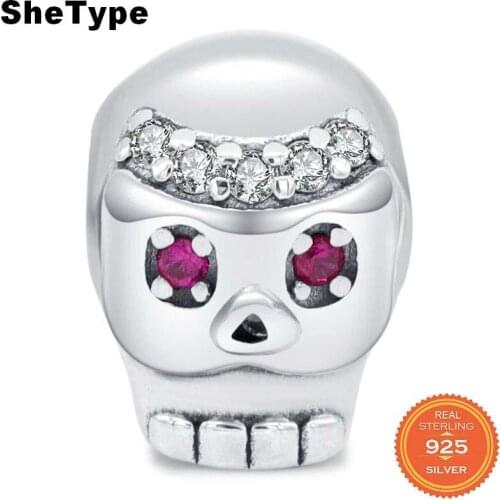 Jazaz Amazing 2.9g Ladies Skull Tourmaline Beads for Women Mother Jewelry Making Charm 925 Solid Sterling Silver