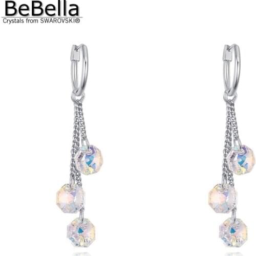 BeBella geometric shape crystal dangler earrings made with Crystals from Swarovski for girlfriend women gift