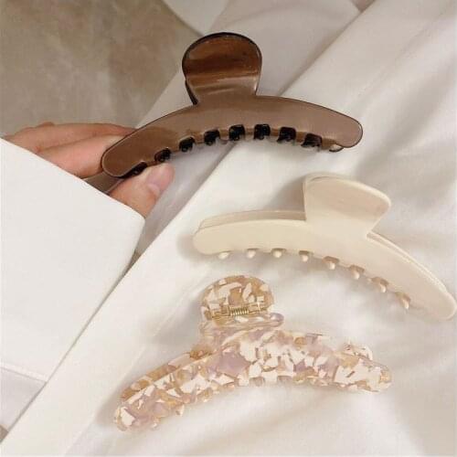 AOMU 1PC Korea Japan Vintage New Marbling Pattern Hair Claw Clips Creamy-white Brown Acrylic Hairpin for Women Hair Accessories