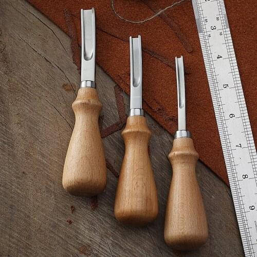 1pcs Practical Leather Edge Beveler Skiving Beveling Knife DIY Cutting Hand Craft Tool with Wood Handle Tools A4mm A6mm A8mm