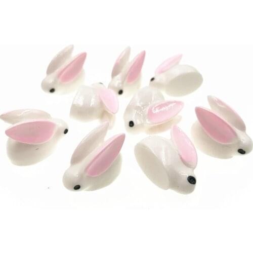 10Pcs/lot Flat Back Kawaii Mini Rabbit Resin Fairy Garden Miniatures DIY Crafts Miniature Terrarium Figurines Animal Home Decor