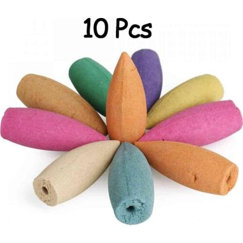 10pcs Natural Backflow Incense Cones Mixed Fragrance Tibetan Tower Incense Sandalwood Scent Aromatherapy Fresh Air Aroma Spice