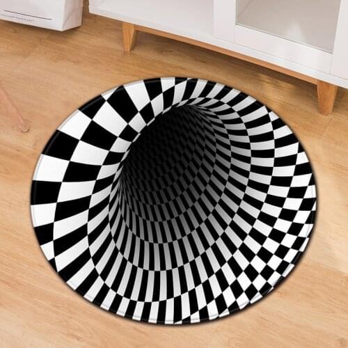 3D Vortex Illusion round carpet Trap Effect Printing Carpet for living room modern Bedroom Home Decor Floor Door Mat Anti-slip