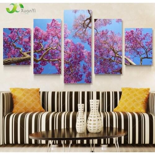 5 Panel Beautiful Red Tree Canvas Painting Oil Wall Art Cuadros Wall Pictures For Living Room Modern Printed Unframed PF1082