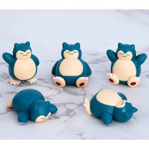 5Pcs/Set Cute Snorlax Action Figure Dolls Toys 4CM Anime Pokemones Snorlax Figure Model Toys Collections Kids Gifts