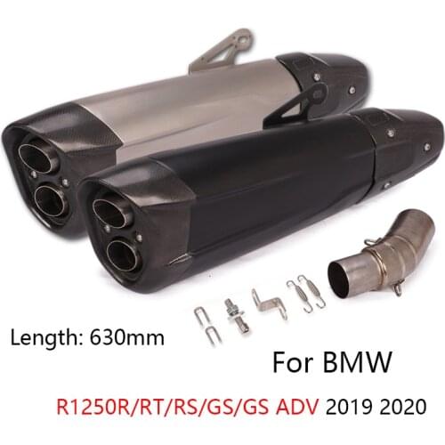 630mm for BMW R1250R/RS/RT/GS R1250GS ADV 2019 2020 Exhaust Pipe Motorcycle Mid Link Tube 51mm Dual-outlet Muffler Escape
