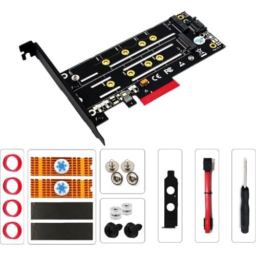 Riser PCIE to M2 Adapter NVME SATA M.2 SSD PCIE Adapter NVME SSD to PCI-E 3.0 X4 SATA M.2 SSD to SATA Expansion Cards Riser Card