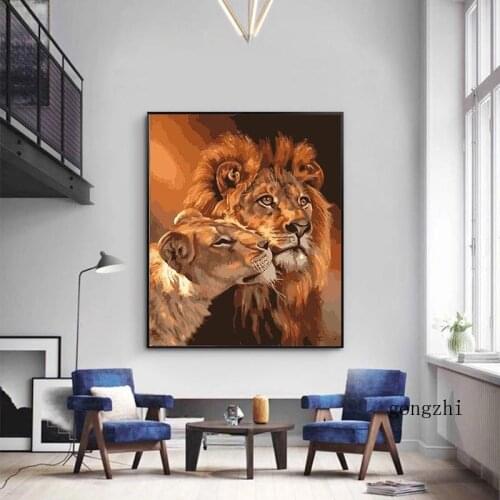 New Arrivals 5D Diy Diamond Painting Lion Couple Full Diamond Animal Mosaic Diamond Embroidery Cross Stitch Home Decoration Gift
