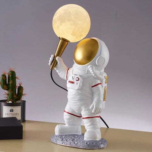 Astronaut LED Table Lamp Childrens Gifts Livingroom Bedroom Bedside Table Light Creative Lighting Fixtures G9 Bulb White Resin