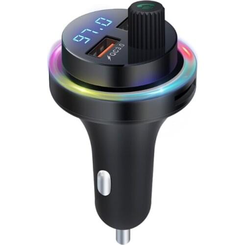 Car Bluetooth-compatible mp3 car mp3 atmosphere light card mp3 player QC3.0 fast