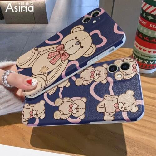 ASINA Imitation Lambskin Case For iPhone 12 11 Pro Max X XS XR 7 8 Plus Cute Cartoon Cases for iPhone 12mini SE2020 Back Cover