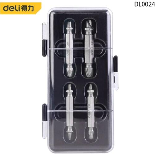 Deli Four-piece Screw Extractor Damaged Screw Extractor Drill Bit Extractor Bolt Extractor Bolt Stud Remover Tool