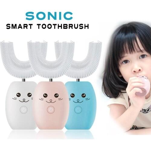 Sonic electric toothbrush kids 2-12 years old U smart toothbrush Silicone toothbrush heads safely clean childrens mouth SU355