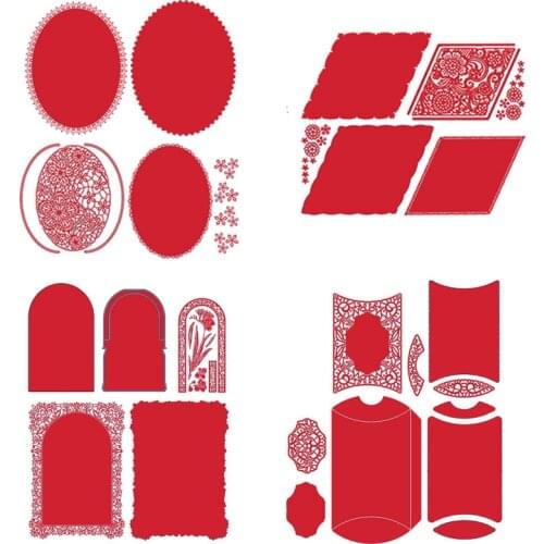 Elliptical Rectangular Flower Frame Metal Cutting Dies Scrapbooking Album Paper DIY Card decoration Craft Embossing Die Cuts