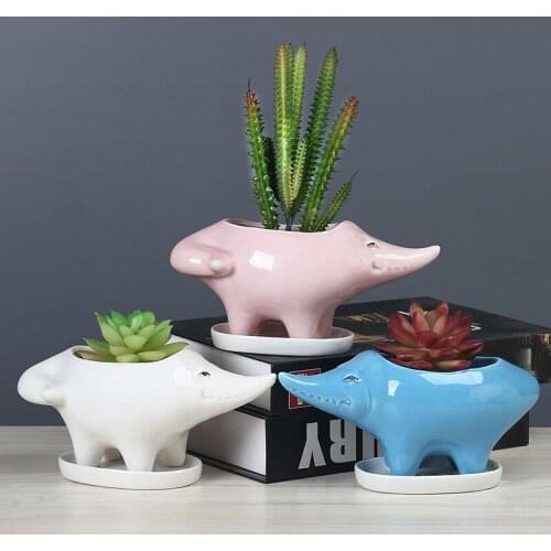 Nordic Ins Creative Ceramic Crocodile Flower Pot Home Living Room Desktop Succulents Plant Potted Crafts Garden Bonsai Pot Decor