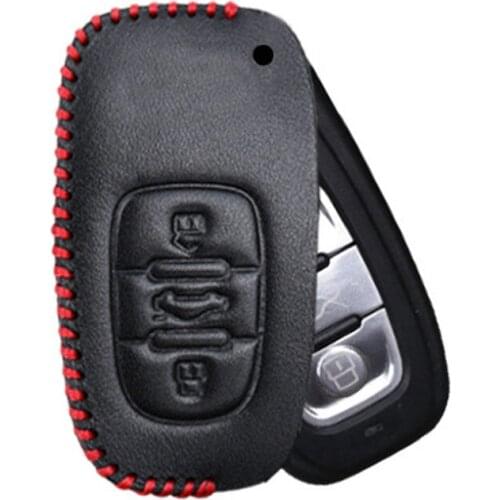 For Audi A3 A4 A4L A5 A6 A6L A7 A8 Q5 S5 S7 B6 B7 B8 C5 C6 Q7 Leather Car Key Cover Shell Case Car Accessories