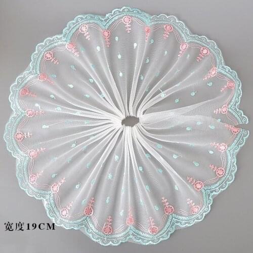 30Yards Pink Purple Blue Embroidered Mesh Lace Trimmings for Curtain Table Clothing Lace Fabric DIY Sewing 20cm Width