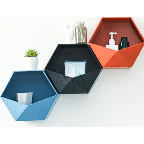 New Metal Hexagonal Hanging Shelf Modern Personalized Geometry Colour Living Room Wall Decore Sundry Storage Holders Iron Crafts