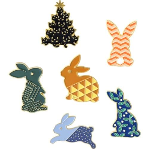 Fashion Cartoons Rabbit Enamel Badges Women Lapel Pins Cute Anime Brooches For Backpack Mini Animal Hijab Pins Decorative Brooch