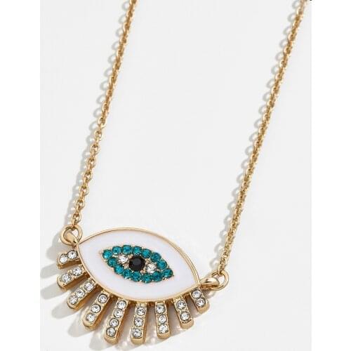Evil Eye Eyedrop Pendant Necklace Women Accessories Mujer 2020 Harajuku Crystal Boho Luxury Gothic Jewelry Gold Chain Necklace