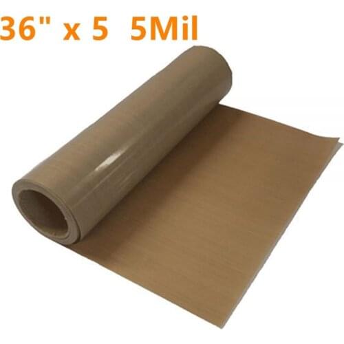 36" x 5 Yard Self-Adhesive PTFE Coated Fiberglass Fabric Sheet Roll 5Mil Thickness Heat Resistant Fabric