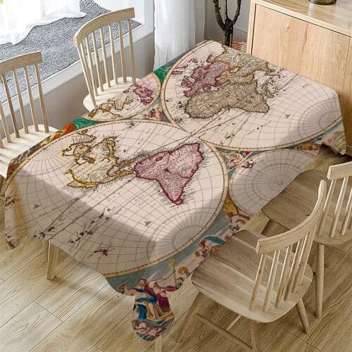 Globe Cross Section Tablecloth Waterproof Oilproof Rectangular Table Cloth Family Banquet Practical Polyester Tablecloth