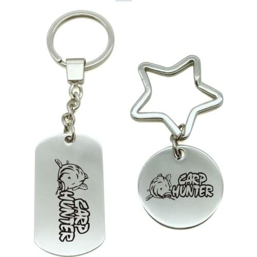 Car Styling Carp Hunter Fishing Keychain Metal Keychain Key Ring Bag Couple Keychain Car Keyring Gift men Women C5-1694