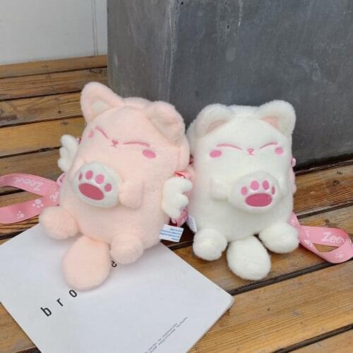 Super cute rabbit cat plush messenger bag sweet and soft girl hairy shoulder bag handbag Cosplay Japanese cute doll bag