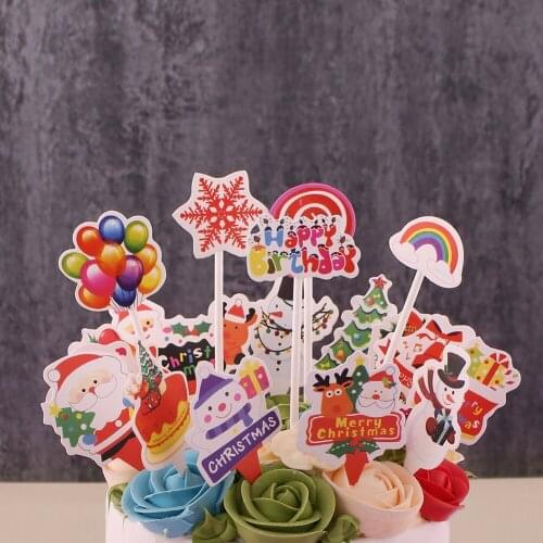 Christmas Birthday Cake Topper Cake Decorations Merry Christmas Santa Claus Snowman Baby Shower Birthday Party Wedding
