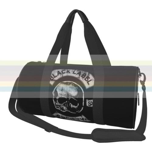 Black Label universal travel sports fitness shoulder bag. Nylon portable outdoor sports bag. Dry and wet separation bag
