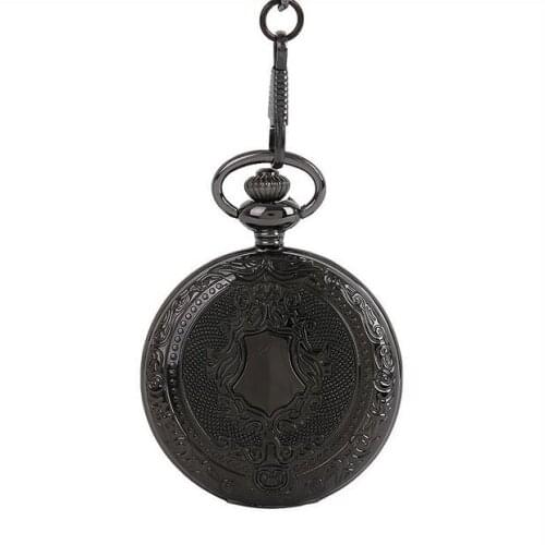 Vintage black antiques shield flip Modern hours men and woman FOB chain pocket watches gift