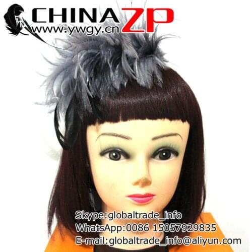 CHINAZP Factory Retail and Wholesale New Style Hair Decorations Dyed Grey Stripped Hackle Spray